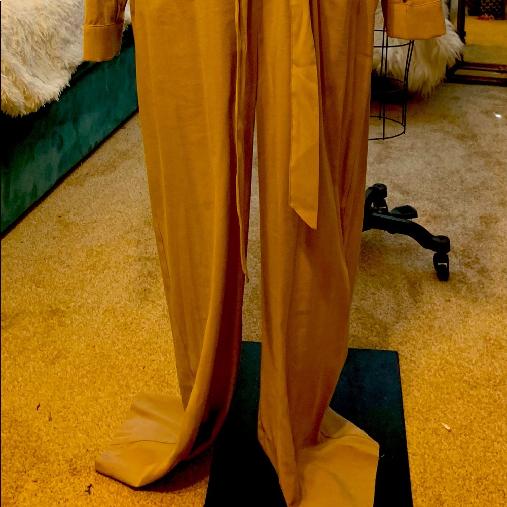 Long sleeve belted jumpsuit